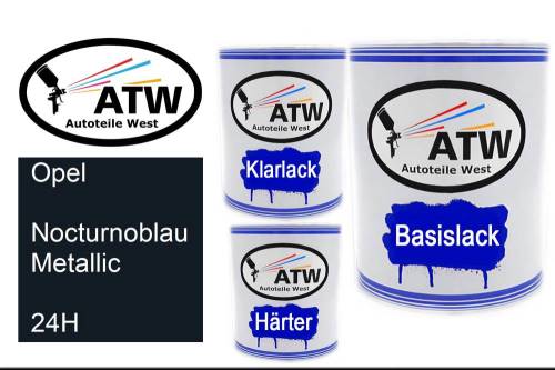 Opel, Nocturnoblau Metallic, 24H: 1L Lackdose + 1L Klarlack + 500ml Härter - Set, von ATW Autoteile West.